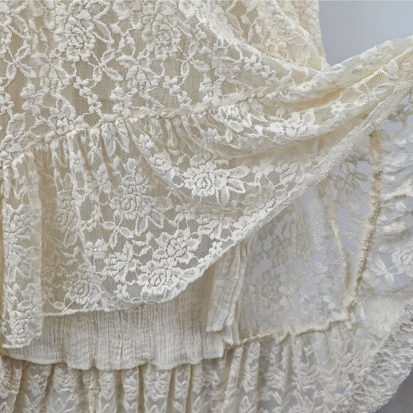 Elan Midi Dress Cream Lace Overlay Strapless S Boho Cottagecore Fairy Western - Picture 5 of 11